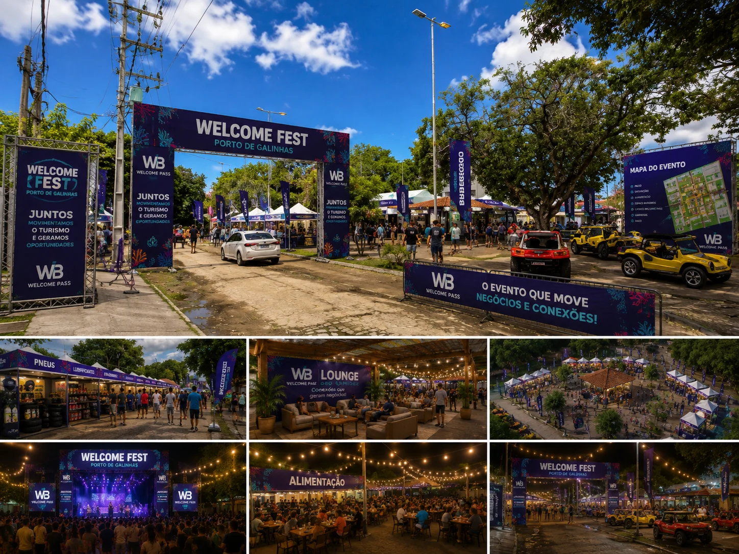 Visual fornecido do portal do Welcome Fest na Praça dos Bugueiros, Porto de Galinhas